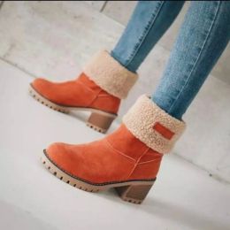 Boots Femmes d'hiver fourrure chaude bottes de neige dames dames chauds en laine chaude botte de cheville chaussures confortables roule