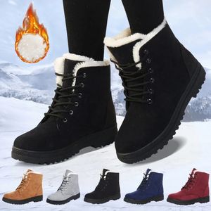 Laarzen Vrouwen Winter Dames Sneeuw Lace Up Enkel Vrouwelijke Antislip Pluche Bont Schoenen Warm Houden Botas Plus Size 3543 231030