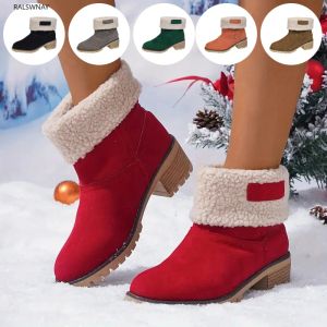 Boots Femmes hivernales neige chaude rembourrée fourrure courte bottines