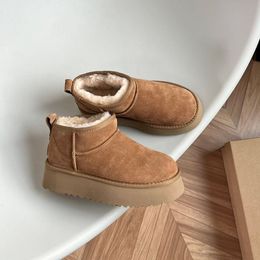 Laarzen Dames Winter Ultra Mini Boot Designer Australische platformlaarzen voor heren Echt leer Warm enkelbont Booties Luxe schoen