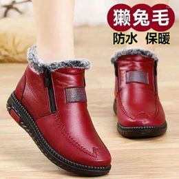 Bottes femme cheville anti-glissement hiver imperméable neige chaude furotte plate-forme basique décontractée confortable maman élégante chaussures de coton rond