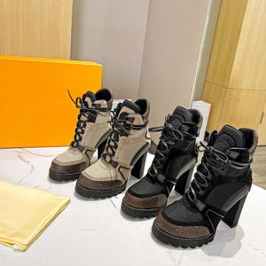 Bottes Bottes d'hiver pour femmes, bottes de neige luxueuses à talons hauts et courts pour femmes, pour plus de chaleur et de confort, Doc Martens