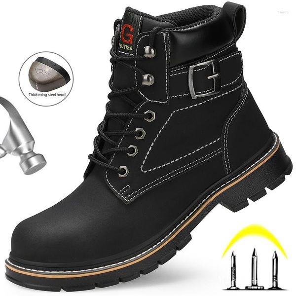 Botas Trabajo Hombres Zapatos de seguridad High Top Indestructible Male Anti-Smash Sneakers Steel Toe