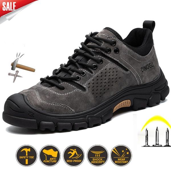 Boots Work Safety Chaussures hommes Antismash antipuncture travail baskets léger en acier de protection légère Bottes de sécurité Boots Men noir