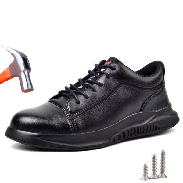 Boots Travail Sénalisation Chaussures Men Bottes d'orteil en acier Pincture Proof Work Sneakers respirant imperméable mâle noir Bottes de travail protectrices