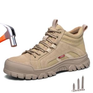 Laarzen werk veiligheidsschoenen mannen vrouwen beschermend stalen teen veiligheid laarzen onverwoestbaar ademende wrap head kevlar werk sneakers