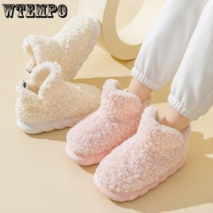 Bottes WTEMPO Furry femmes chaussures antidérapantes chaussures d'hiver en peluche chaude doux femme pantoufles d'intérieur avec des bottes de fourrure en gros goutte 230826