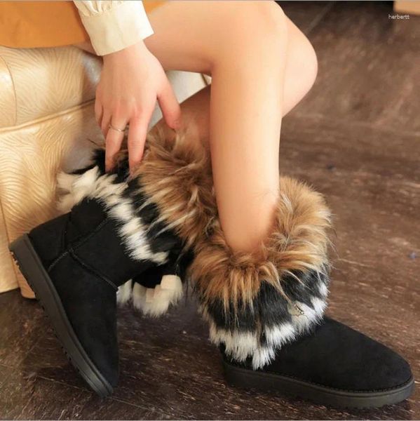 Botas Wtempo Botas de nieve de invierno Mujeres Piel Damas Tobillo cálido para zapatos Moda Zapato antideslizante de punta redonda