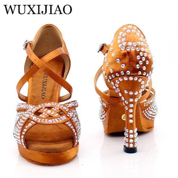 Boots wuxijiao Nouvelles femmes plate-forme imperméable chaussures de danse latin satin stratone salsa chaussures de danse de salon couleurs bronze