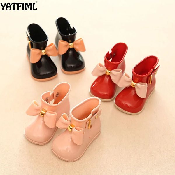 Bottes YATFIML mode bébé fille bottes de pluie PVC bottes imperméables avec nœud enfants; chaussures de pluie 231031