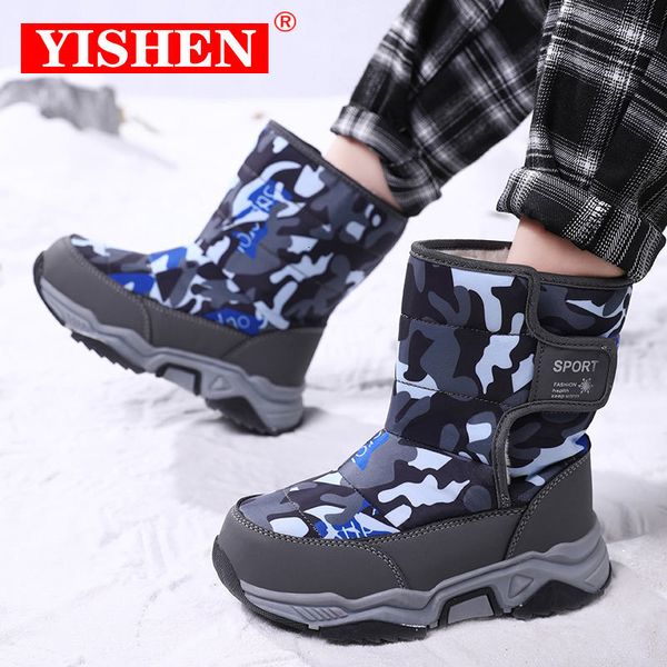 Boots yishen hiver enfants chaussures chaudes en peluche imperméable neige non glipt