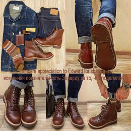 Bottes YQ8111 Red Tornado Taille 3550 Super Qualité en cuir de vache véritable Goodyear Bottes américaines Welted Boots Made personnalisés