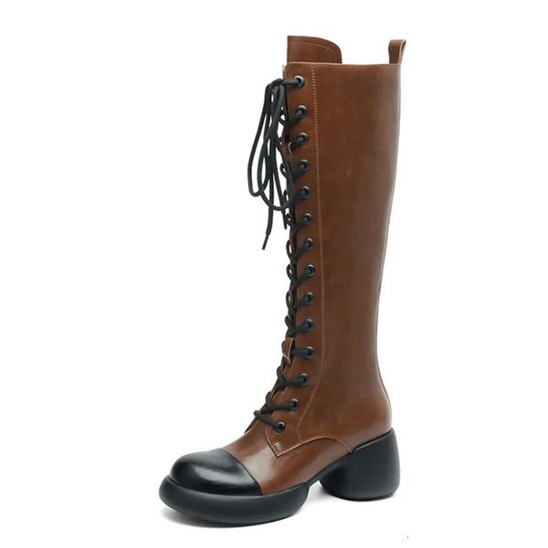 Bottes YYDD en cuir véritable bout rond élégant couleurs mélangées noir marron talons hauts femmes bottes robe de soirée dame chaussures taille 34-40 231116