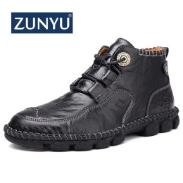 Boots Zunyu Nouveau automne début hiver hiver des hommes de travail de travail en cuir