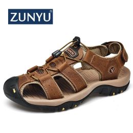 Boots Zunyu Nouvelles chaussures masculines Généralités en cuir Sandales Summer Summer Men Chaussures Sandales Sandales Man Fashion Outdoor Casual Sneakers Taille 48