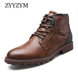 Laarzen zyyzym mannen leren laarzen lente herfst vintage stijl gereedschap laarzen heren zipper schoenen mode casual schoenen heren botas hombre