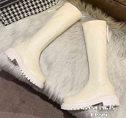 BootsWomen Cuissardes Bottes Femmes Casual Peluche Genou Bottes Marque Designer Zip Dames En Cuir Bottes Longues Blanc Mujer Chaussures 2021 G220813