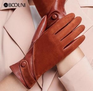 BOOUNI Echte lederen handschoenen Fashion Women Suede Sheepskin Glove Thermal Winter Velvet Lining Driving Gloves NW563 Y1911095895711