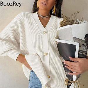 BoozRey Cardigan tricoté blanc pour femmes, col en V, manches longues, mode décontractée, veste à simple boutonnage, Cardigans, vêtements y2k 220817