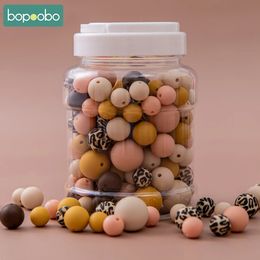 Bopoobo 200pcs perles de silicone bébé dentition de dentition de la nourriture de la catégorie un soin gratuit de dents ronds à base