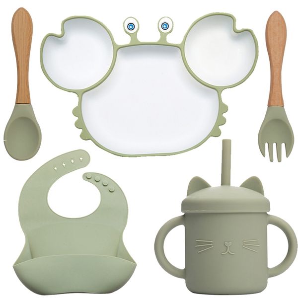 Bopoobo Bébé Bols Assiettes Cuillères Silicone Aspiration Nourriture Vaisselle Sans BPA Antidérapant Bébé Plats Bol D'alimentation Bébé Trucs 220715