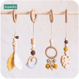 Bopoobo bébé chaîne en bois bracelet à croquer mobile anneau de dentition feuille hochet jouet peut mâcher des cadeaux de dentition sans BPA 220428