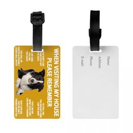 Border Collie Luggage Tag Pet Dog Gift Madura Equipaje de equipaje Vida de privacidad Etiqueta de identificación