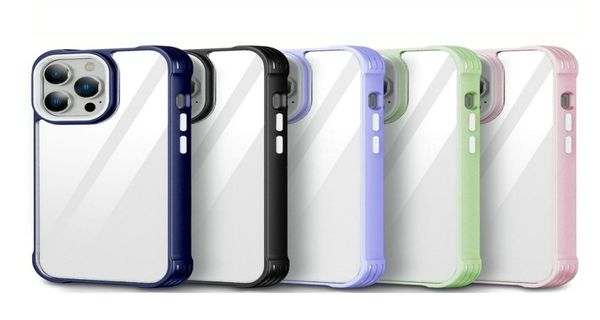 Coques de téléphone antichoc PC rigide transparent mat de couleur bordée pour iPhone 14 13 12 Mini 11 Pro Max XS X XR 6 7 8 Plus quatre coins Case7078045