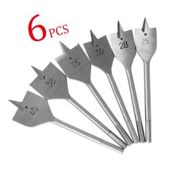 Boren Hige kwaliteit 6 stks/set Platte Boor Koolstofstaal Hout Platte Boor Set Houtbewerking Spade Boren Duurzame Houtbewerking Tool Set