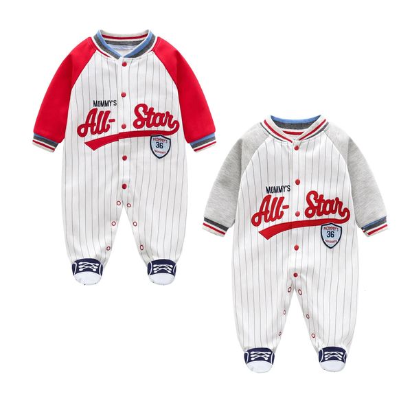 Born Baby Baseball Vêtements 0 3 6 9 12 Mois Boston Manches Longues Footies Enfant Garçon Enfants Combinaison Pyjama Bebe 231225