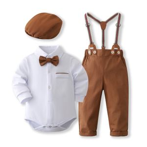 Born Baby Boy Kleding Set 0 tot 3 6 9 12 Maanden 1e Verjaardagsfeestje Baby Jongens Sets Kleding Outfit Romper Shirts broek Pak 240124