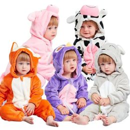 Geboren babyjongen kleding dieren cartoon codeed jumpsuits winter pyjama's onesies kinderen slaapkleding pyjama's 240325