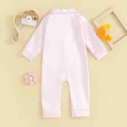 Born bébé garçon fille Satin Slik pyjamas combinaisons à manches longues boutonné barboteuse Pjs vêtements de nuit pour nourrissons 240325
