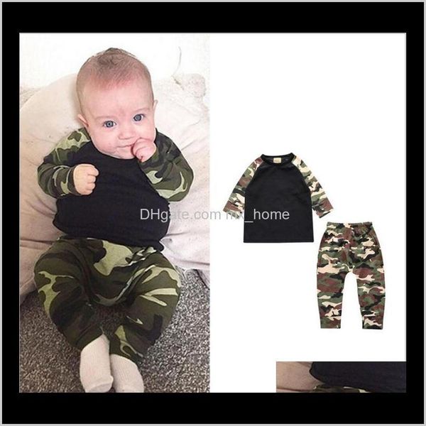 Born Baby Boys Trajes para niños pequeños Pantalones superiores Verde militar Ropa casual para niños Dmvck Mpkzd