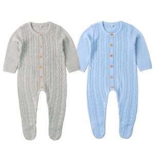 Né Bébé Foote Vêtements Été Couleur Couleur Tricoté Toddler Girls Jumpseau à manches longues Enfant Combinaison Enfants Outfit 210417