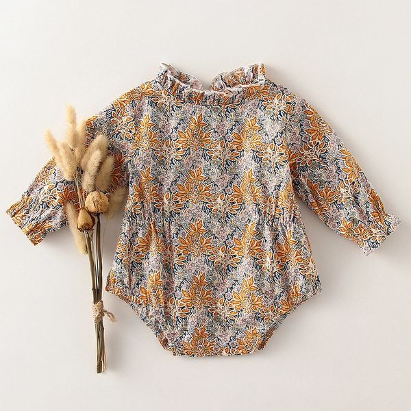 Born Baby Girl Body Vintage Floral Coton Bébé Onesies À Manches Longues Bébé Fille Combinaison Printemps Été Infantile Filles Vêtements 240119