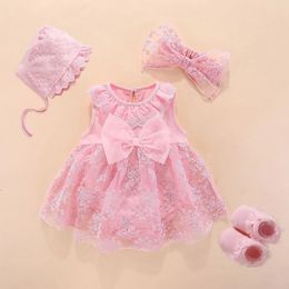 Geboren babymeisjes kleding jurken katoen prinses stijl baby doop jurk baby doop jurk Vestidos 0 3 6 maanden 240428
