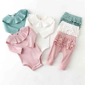 Born Baby Girl Clothes Sets Cute Casual Floral Romper + Broek Lente Zomer Trainingspak Zuigeling Outfits 210816