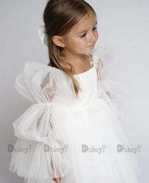 Vestido de cumpleaños de Naced Baby Girls para niños de la fiesta de bodas blancas Ceremonia de bautismo Vestido por 3y Infantil Clothing Kids 240329