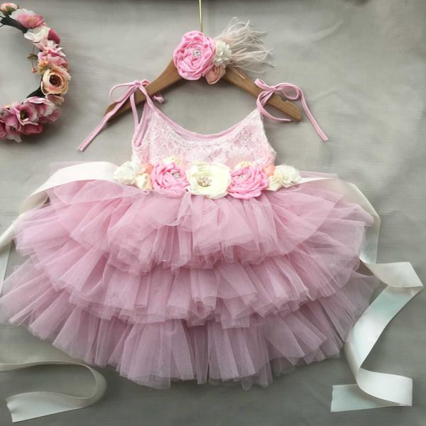 Vestido de flores de tutú para niñas recién nacidas, conjunto de traje de boda con diadema, disfraz de princesa para niños, vestido de fiesta de cumpleaños 210529