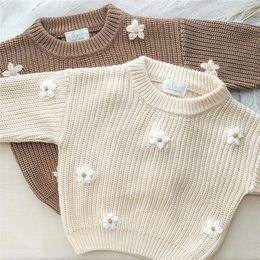 geboren babymeisjes winterbloem trui kleding herfst geboren babykleding trui gebreide kindersweaters 231220