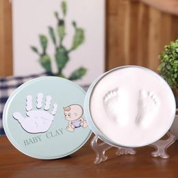 geboren Baby Hand Foot Print Handen Voeten Baby Po Frame DIY Handafdruk Met Cover Vingerafdruk Modder Set Baby Groei Memorial Gift 240122