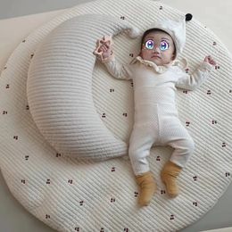 Born Oreiller d'allaitement pour bébé né, coussin de lit en forme de lune, oreiller d'allaitement en coton, literie pour enfants, décoration de chambre 240220