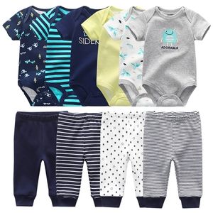 born Gift Clothes Set Baby Boy Born Clothing 6pcs Bodysuit4pcs Pants Outfit Toddler Girl Suit Infant Pajama Pure Cotton Sets 220602