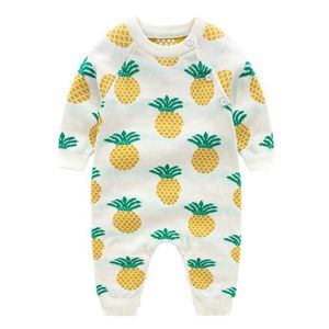 Nacido infantil bebé niños niñas piña mamelucos ropa primavera otoño niños niño niña ropa de manga larga 210429