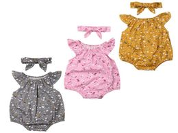 Nacido bebé niña 2 piezas conjunto de ropa floral sin mangas mono mono mameluco diadema niños ropa de verano monos 2002104