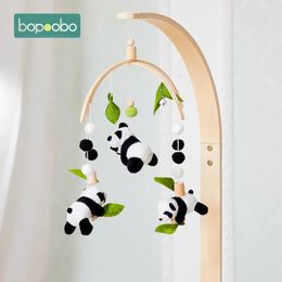 Born Panda Bamboe Blad Bed Bel Speelgoed 0-12 Maanden voor Babybedje Bed Houten Bel Mobiele Peuter Carrousel Kinderbed Kind Muzikaal Speelgoed Cadeau 240327