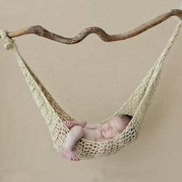 accesorios de Pogografía nacida accesorios de lana Handmaded Hook String Bag Studio Baby Po Props Crochet Hammock Fotografia 240410