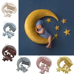 Geboren Pography Props Baby Posing Moon Stars Pillow Square Crescent Pillow Kit Infants Po Shooting Fotografi Accessoires 240410