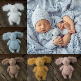 Born Pographie accessoires Bunny Doll Dolt Tricoted Mohair Cartoon Rabbit Doll Toy Fotografia Accessoires Studio Shooting Po Props 240429